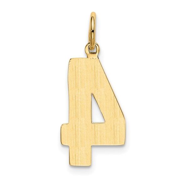 14k Yellow Gold, Athletic Collection, Large Polished Number 4 Pendant - Picture 3 of 5